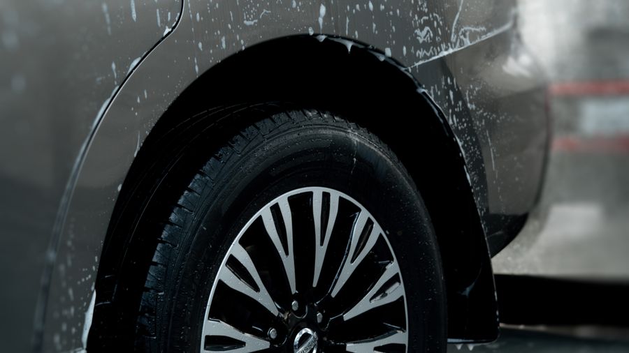 Close-up of a fully decontaminated wheel face
