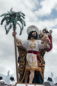 Vibrant depiction of an Andean celebration with ornate costumes in Cusco, Peru.