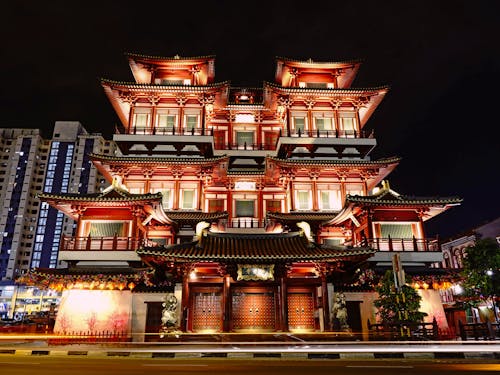 View of Building Lit Up at Night