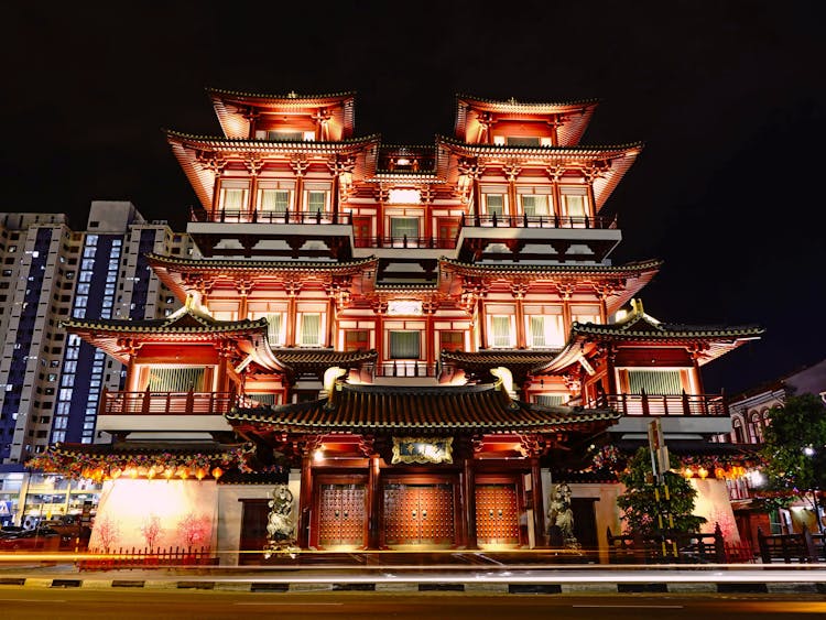 View Of Building Lit Up At Night