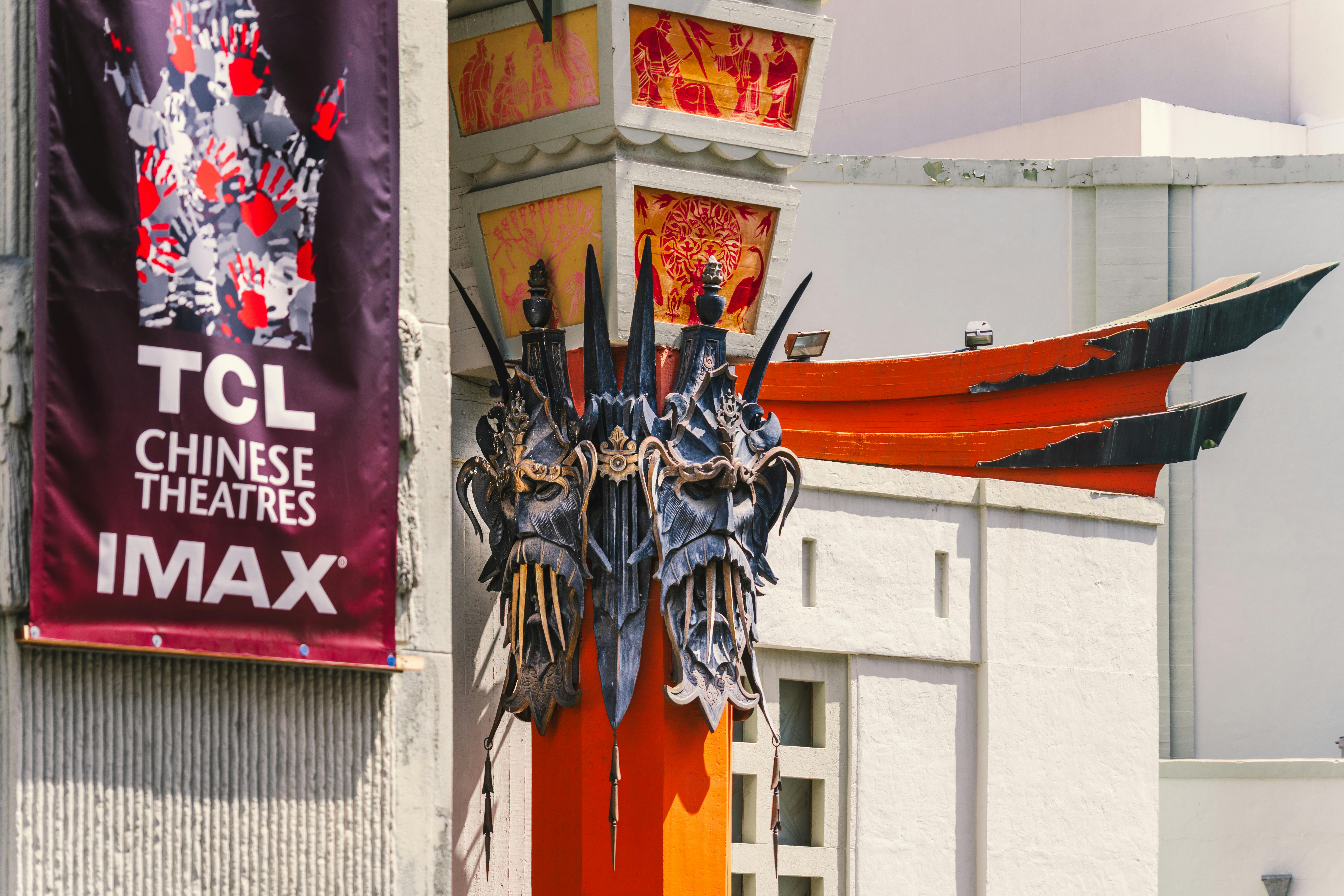 Kostnadsfria Närbild av TCL Chinese Theatres exteriör som visar upp unika arkitektoniska element. Stock foto