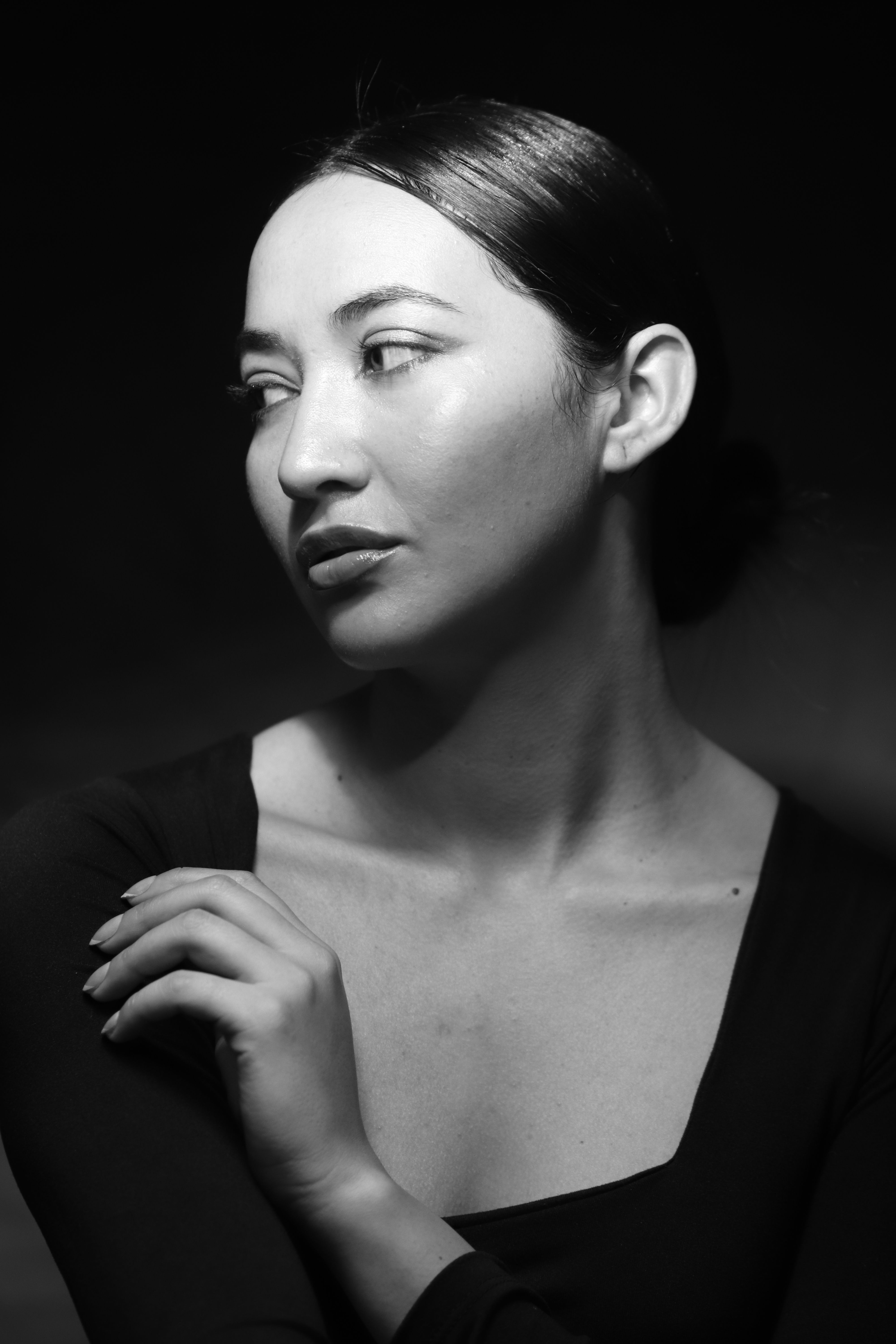 Dramatic Black and White Portrait of a Woman · Free Stock Photo