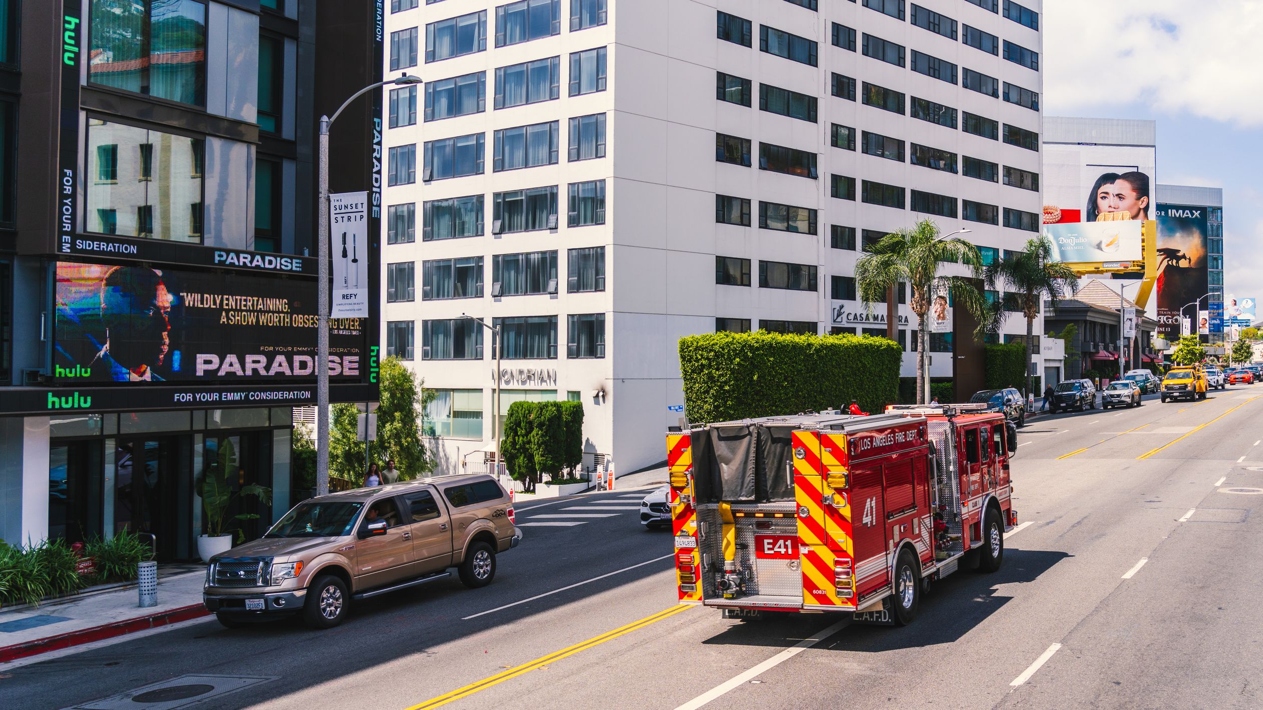 Fire Truck on Sunset Strip in Los Angeles · Free Stock Photo