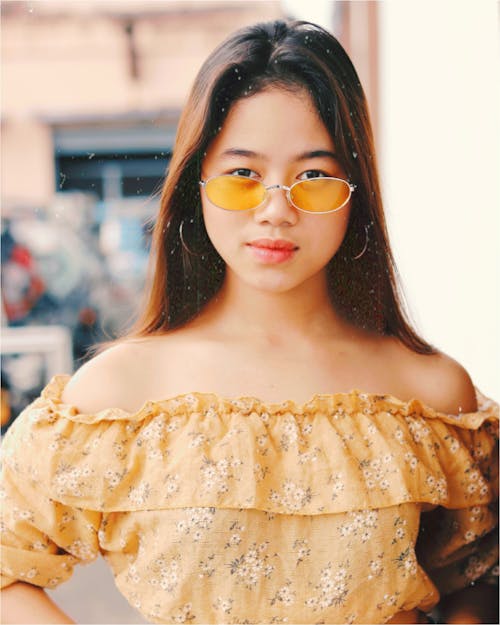 Woman Wearing Yellow Off-Shoulder Blouse