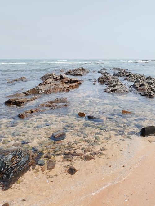 Free Serene view of rocky shore and calm ocean waters in Casablanca, Morocco. Stock Photo