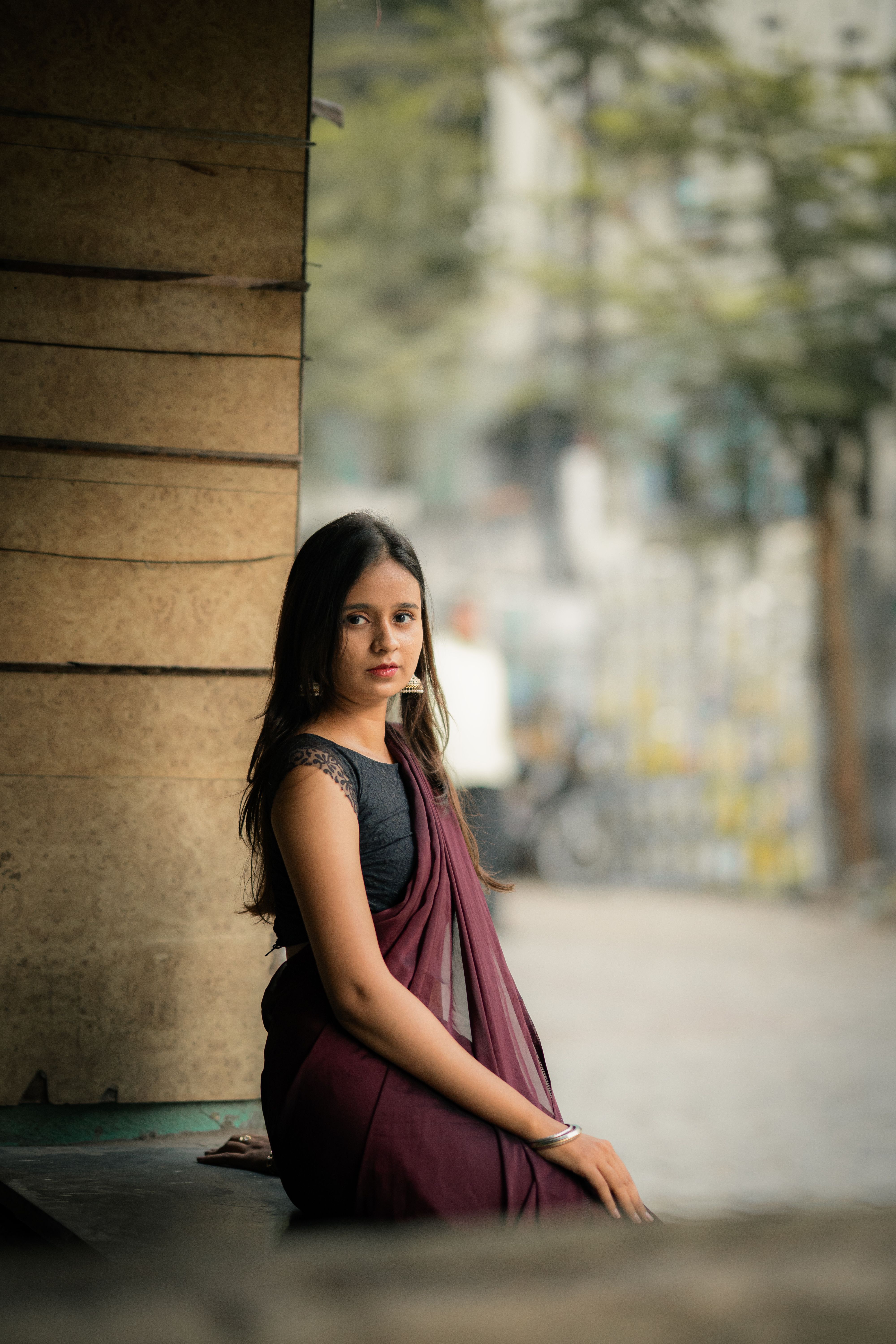 Elegant Woman in Traditional Indian Saree Portrait · Free Stock Photo