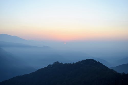Free stock photo of blue mountains, early morning, foggy landscape