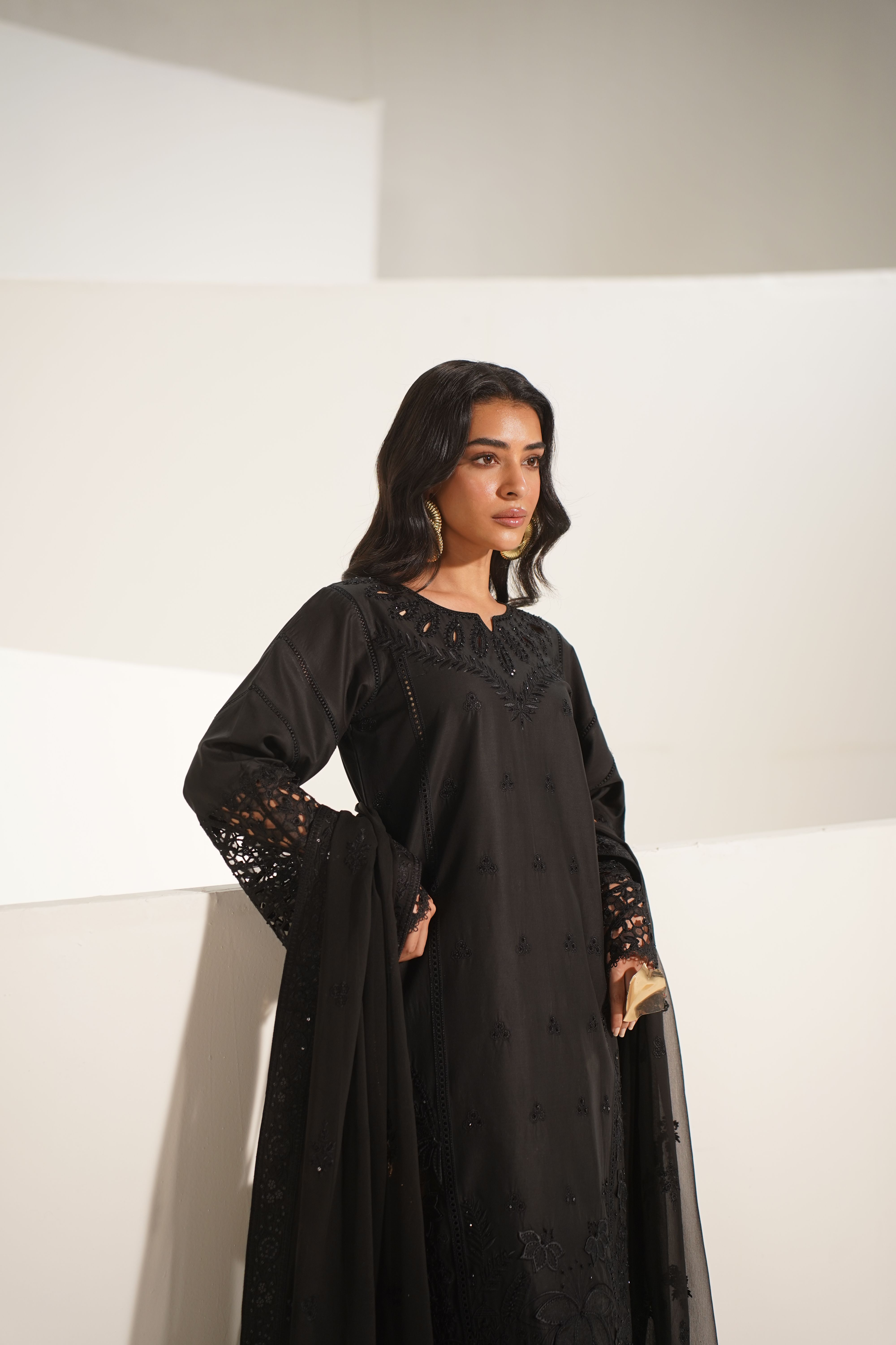 black dress eastern Charming Black Dress With Red Embroidery "Eastern Fairy Tale"