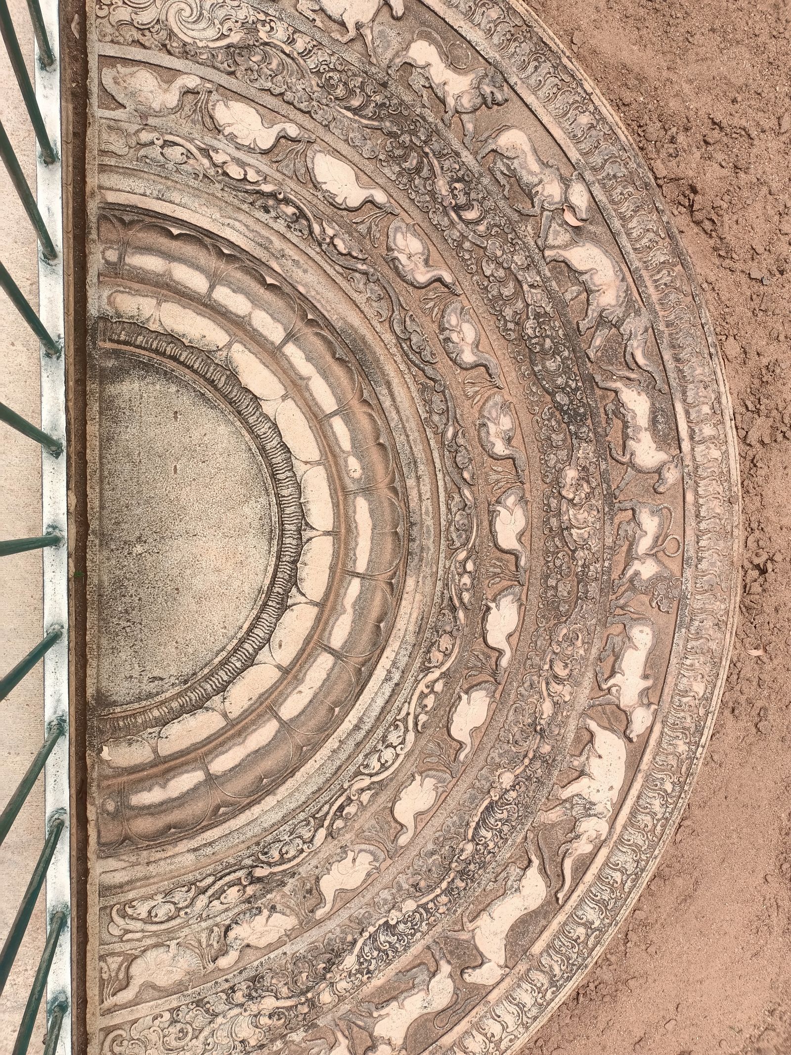 Ancient moonstone carving in Anuradhapura Sri Lanka