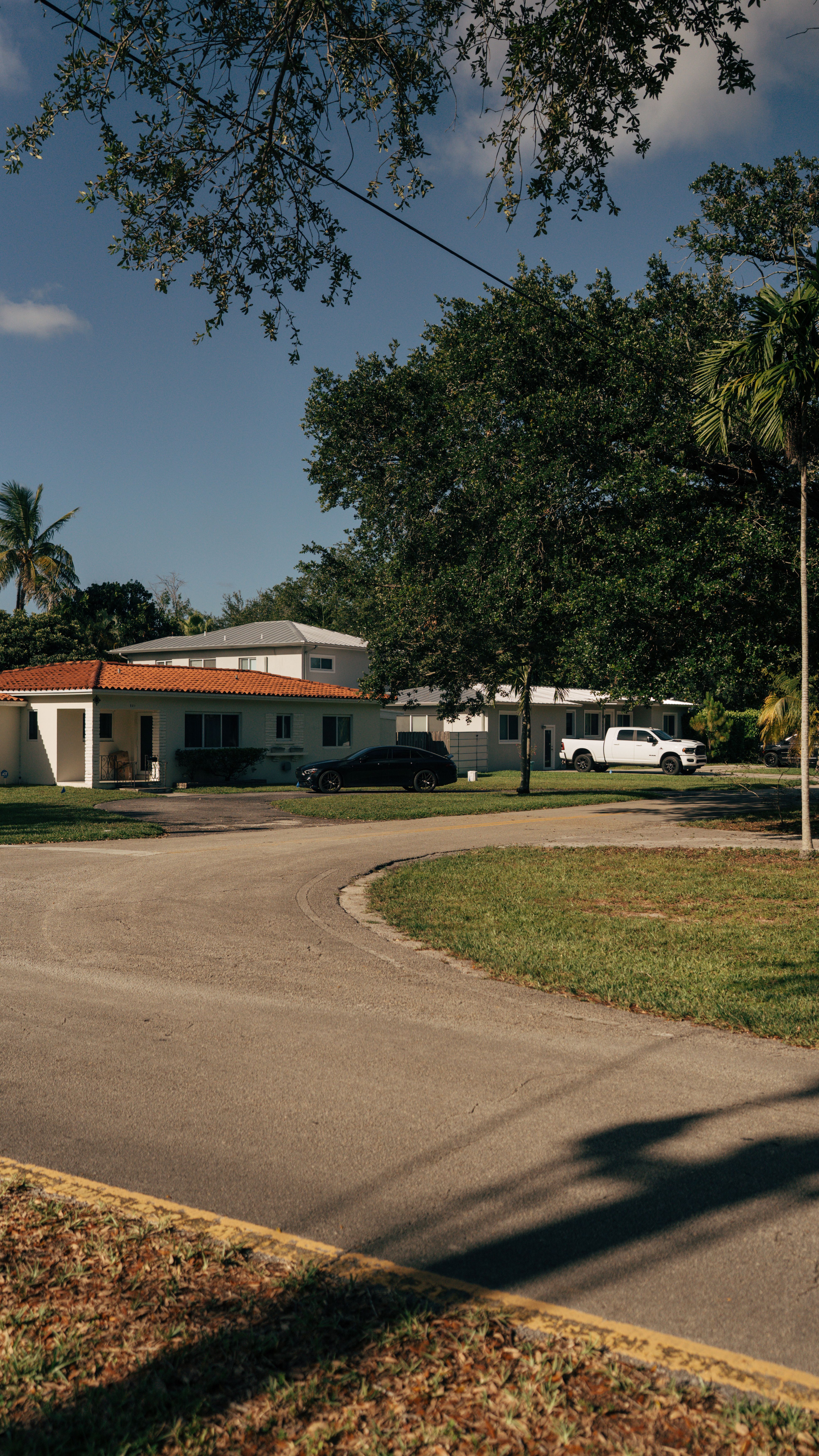 Suburban neighborhood with curved street · Free Stock Photo