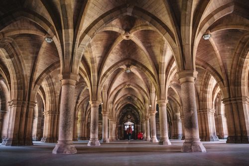 Free Explore the intricate gothic arches of the historic Glasgow Cloisters, Scotland. Stock Photo