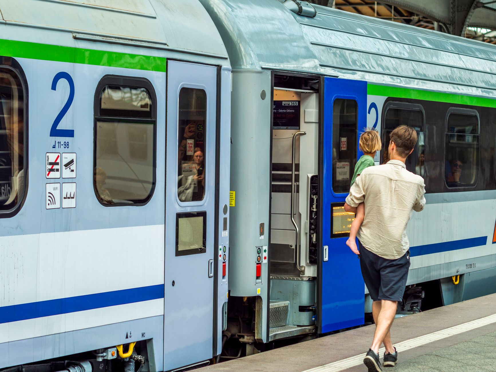 family train travel europe - boarding with kids
