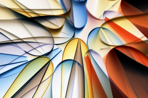 Free Vibrant abstract art with colorful paper shapes displayed in intricate patterns. Stock Photo