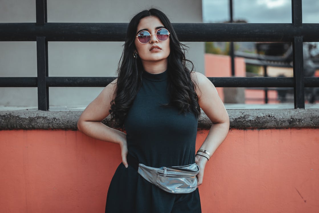 Woman Wearing Black Dress