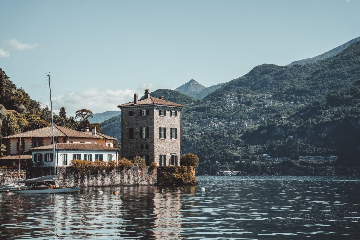Villas along the shore of Lake Como, Italy