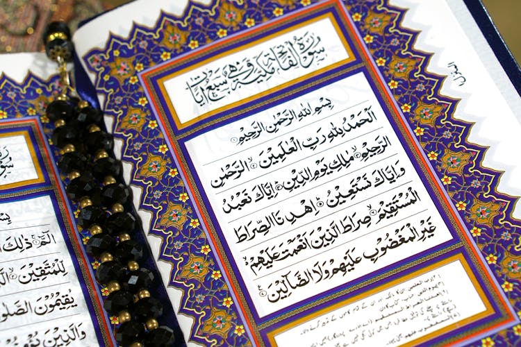 Open Quran Book With Islamic Text