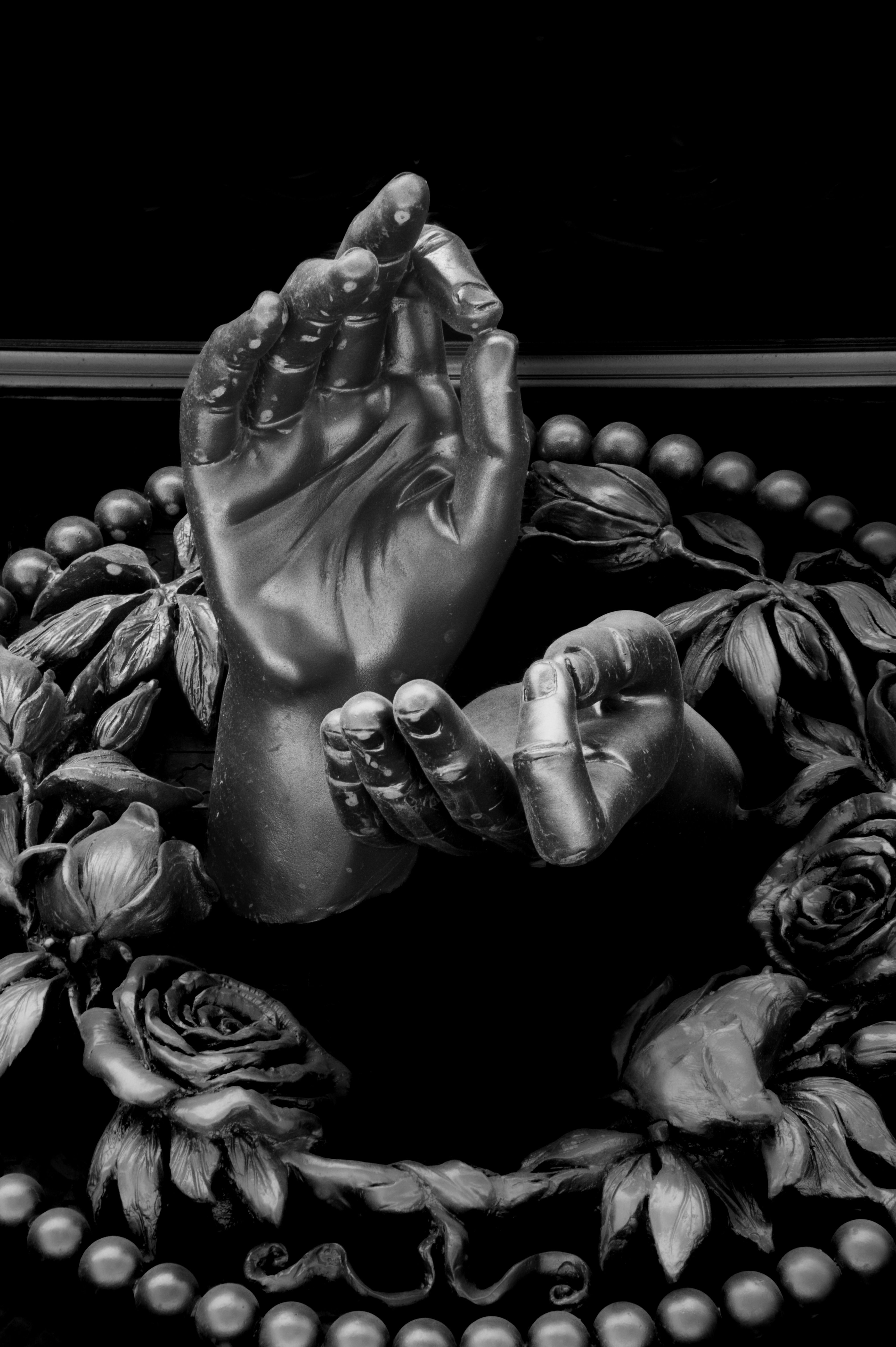 Black and White Artistic Sculpture with Hands · Free Stock Photo