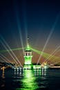 Dramatic Night View of Maidens Tower in Istanbul