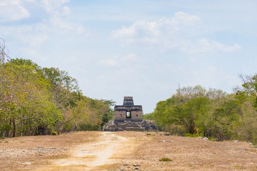 Free Explore the historic Mayan ruins of Dzibilchaltún, Yucatán, Mexico, surrounded by lush vegetation. Stock Photo