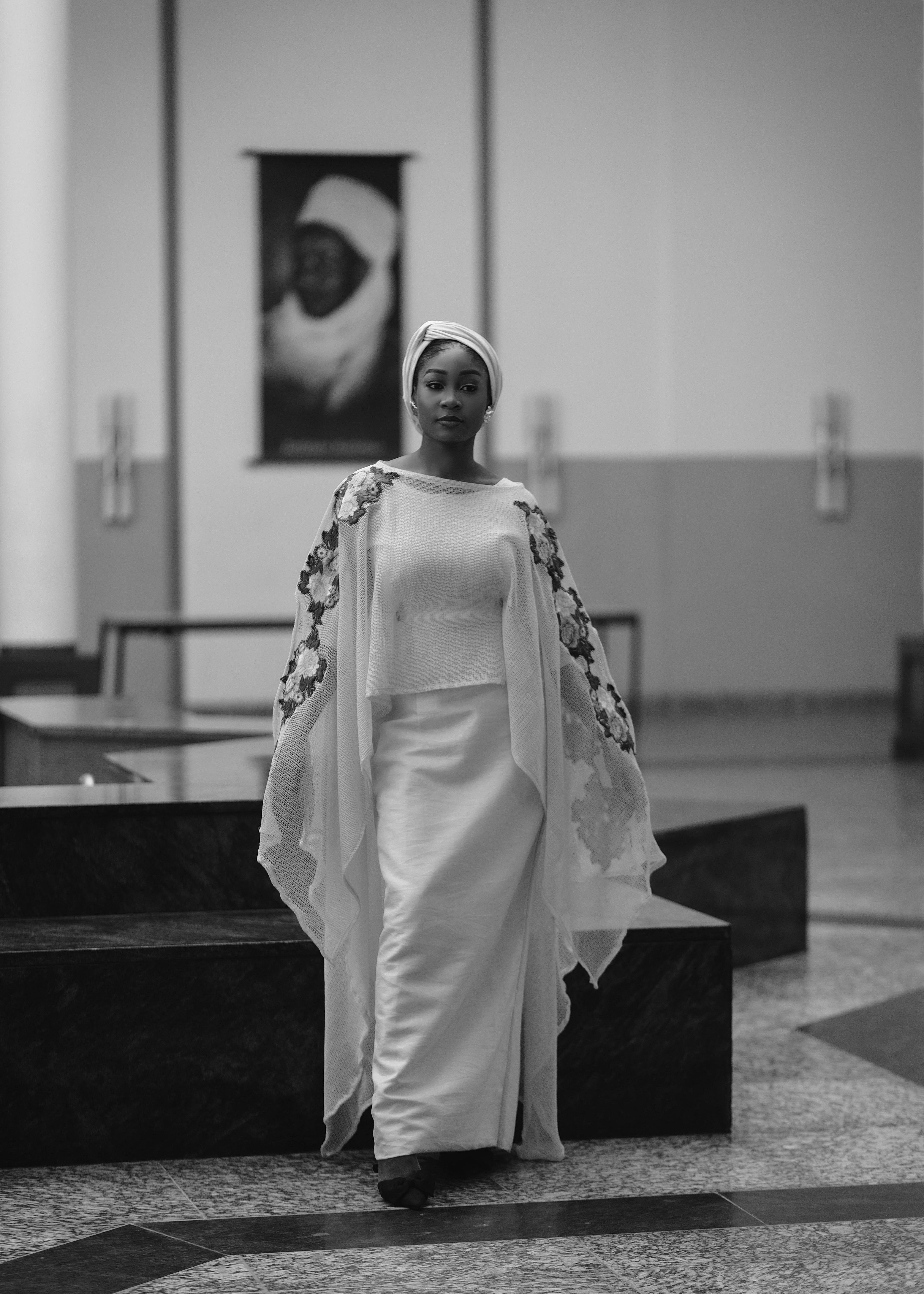 Black and White Portrait of Woman in Elegant Dress · Free Stock Photo