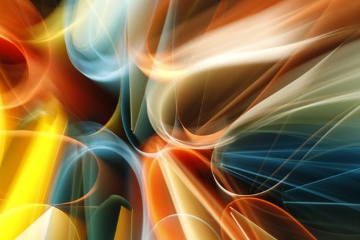 Dynamic abstract composition with colorful light streaks, capturing movement and vibrancy in a modern style.
