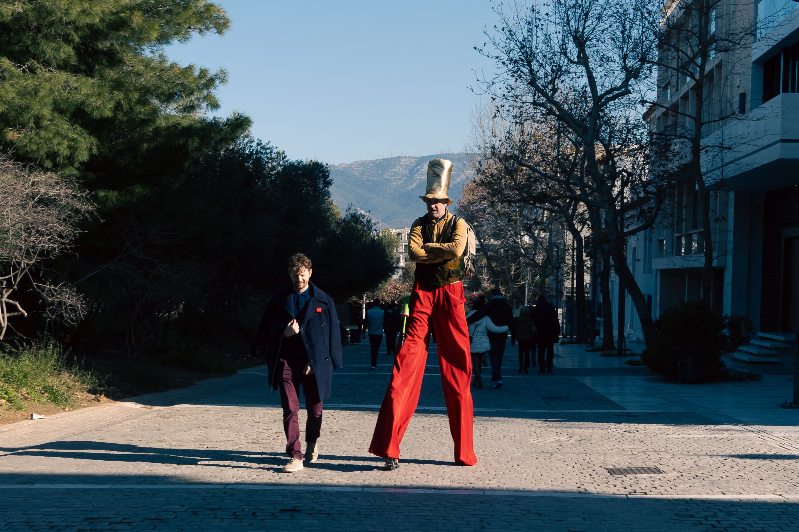 Street Performer in Vibrant Costume in Athens · Free Stock Photo