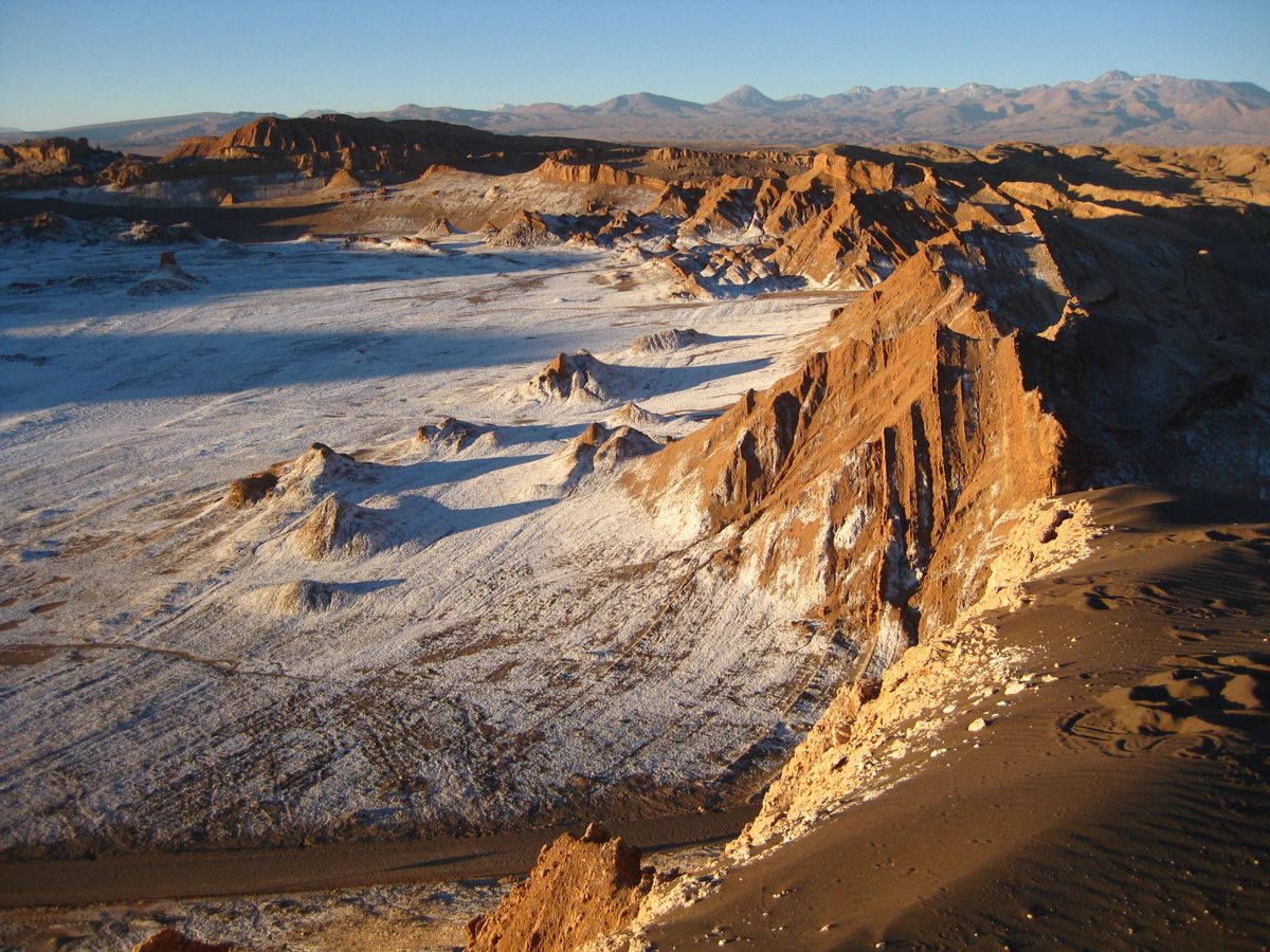 Sunset over the eroded ridges of the Valley of the Moon