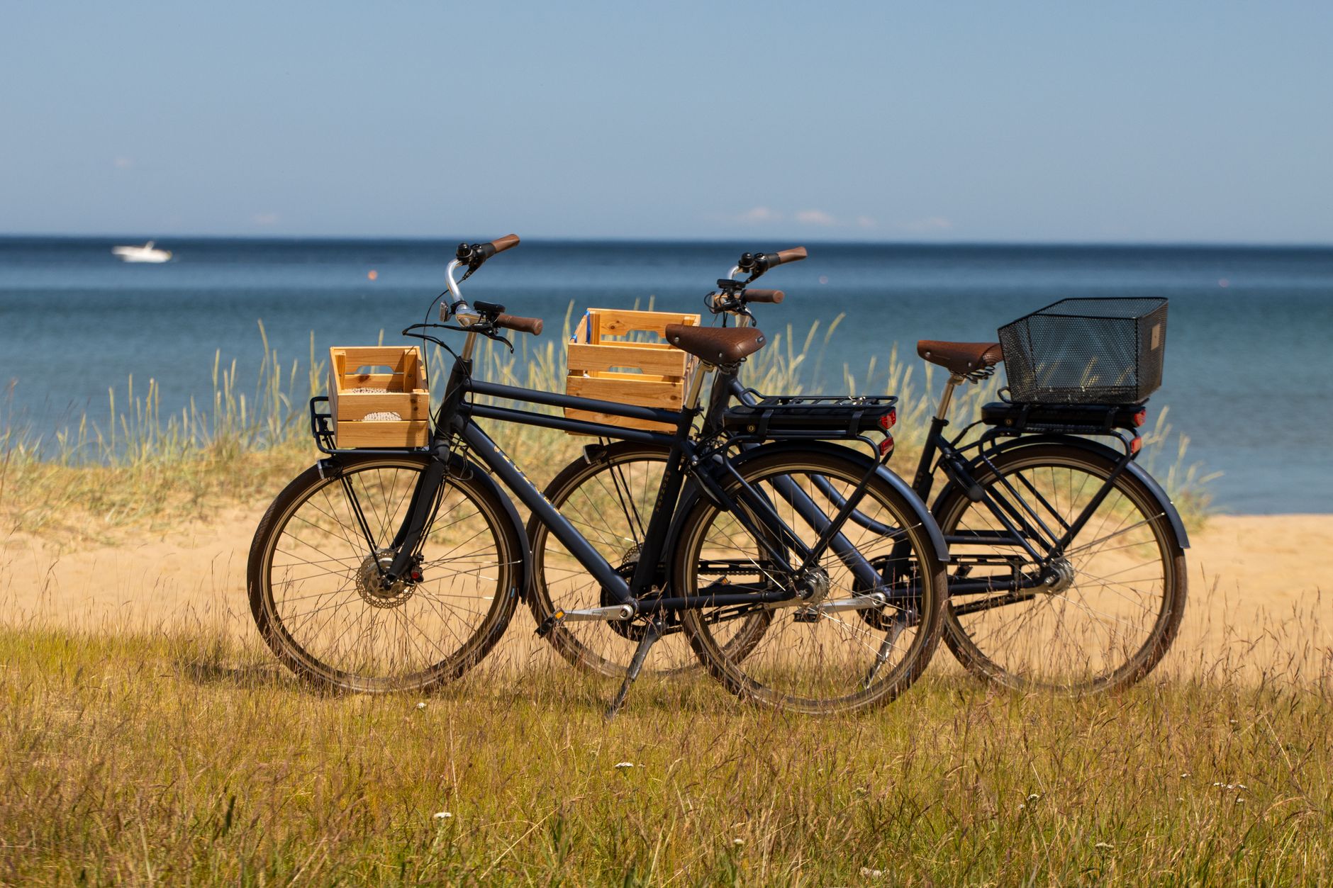 금 시세, 현명하게 알고 투자하는 2025년 최신 가이드 7 Two bicycles on grassy dunes by a serene beach in Jönköping, Sweden, under a clear summer sky.