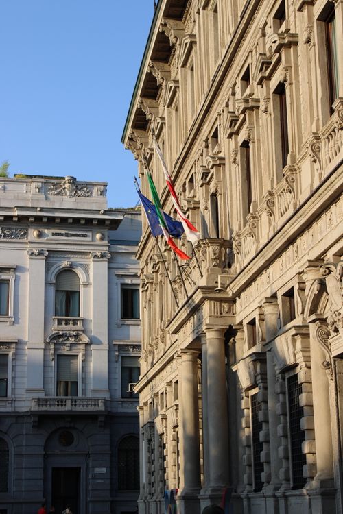 Free Explore the classic architecture and elegant design of a historic building in Milan, Italy during a sunny day. Stock Photo
