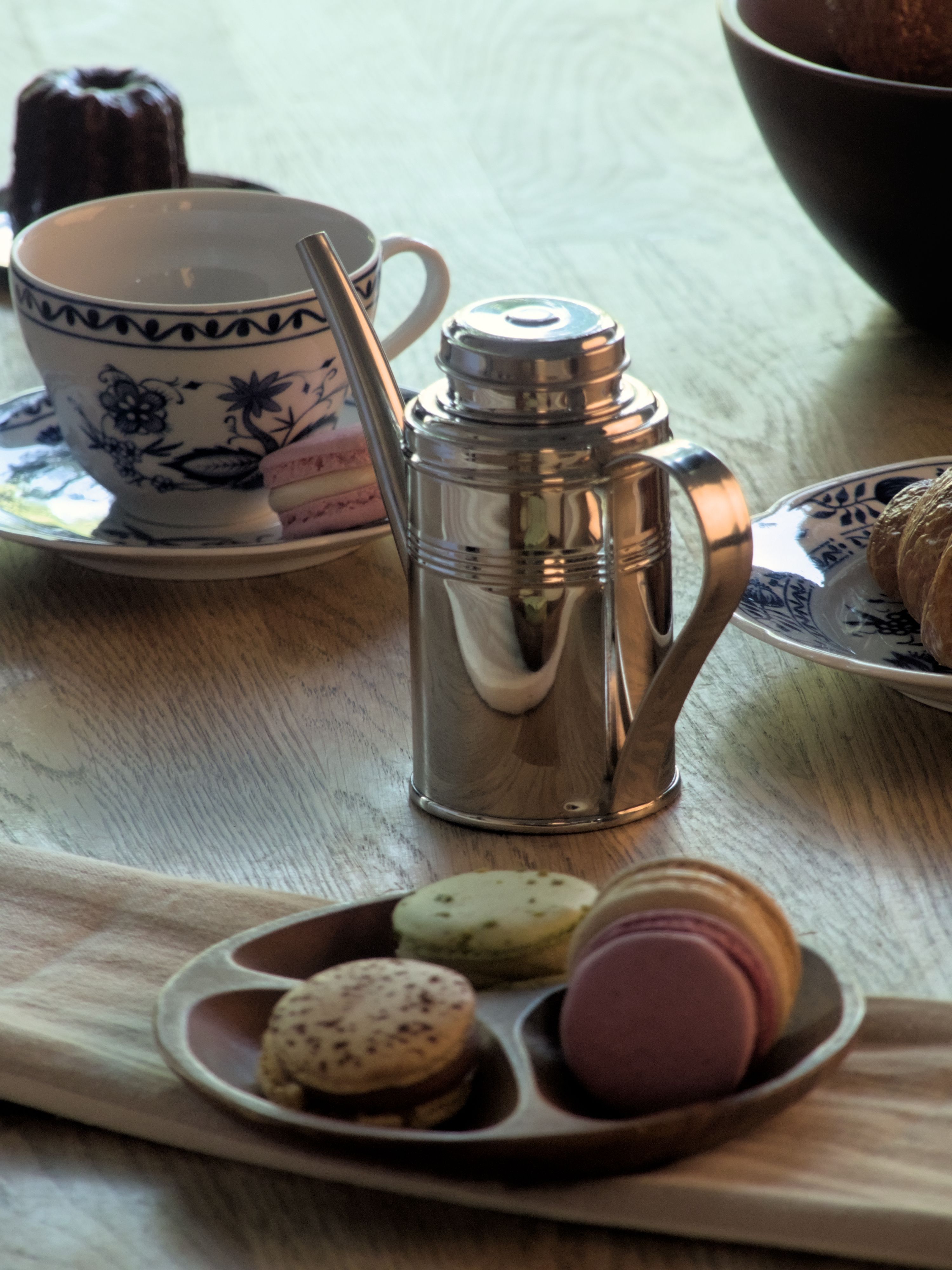 Elegant Tea Setting with French Macarons and Vintage Teapot · Free ...