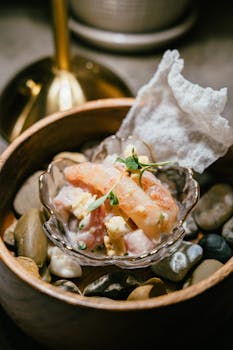 Exquisite shrimp dish served in a gourmet setting with stylish presentation.