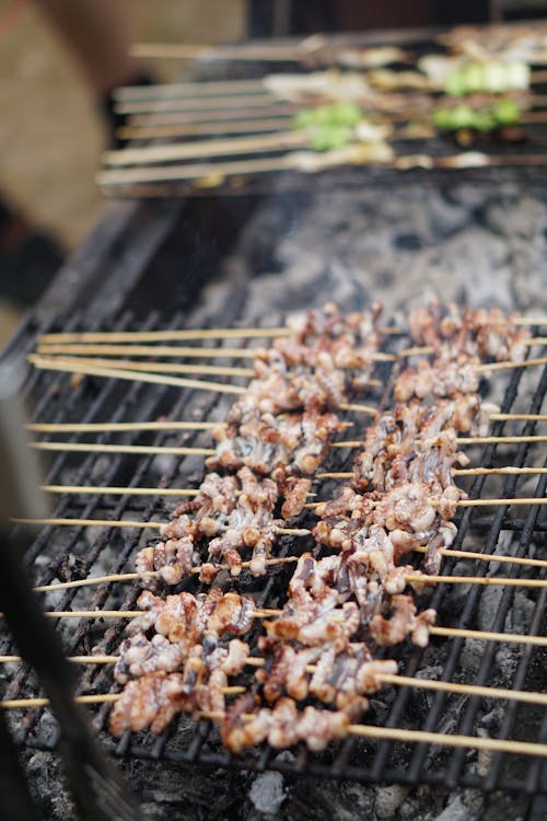 Free Squid Being Barbecued on Grill Stock Photo