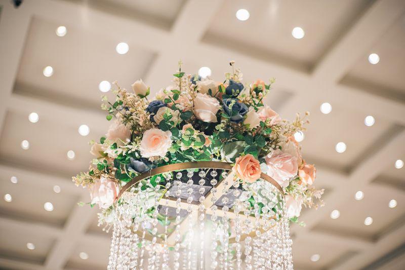Elegant floral chandelier decoration in a luxurious setting