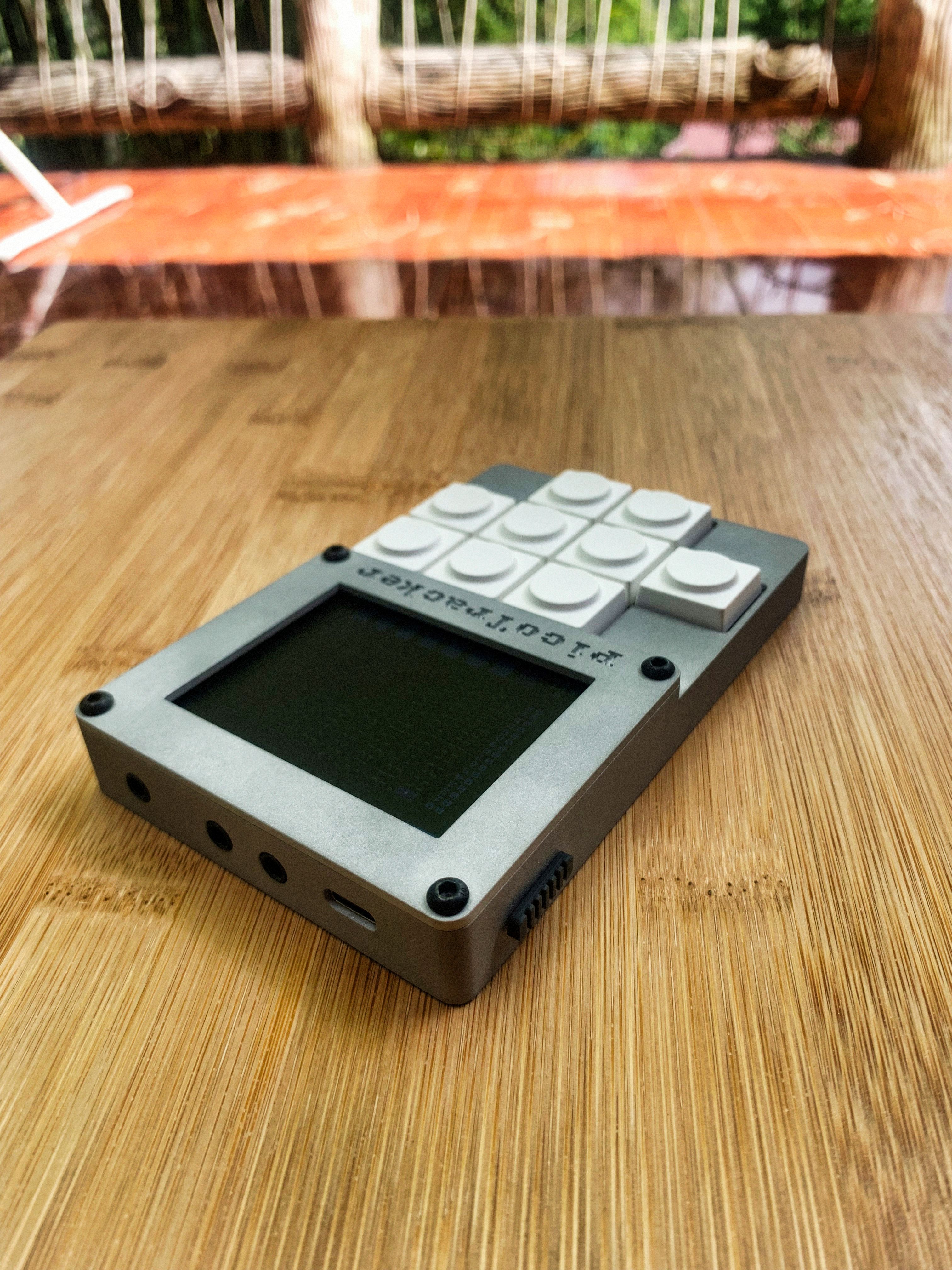 gratis Een strak elektronisch apparaat met numeriek toetsenblok op een houten tafel. Ideaal voor technologiethema's. Stockfoto