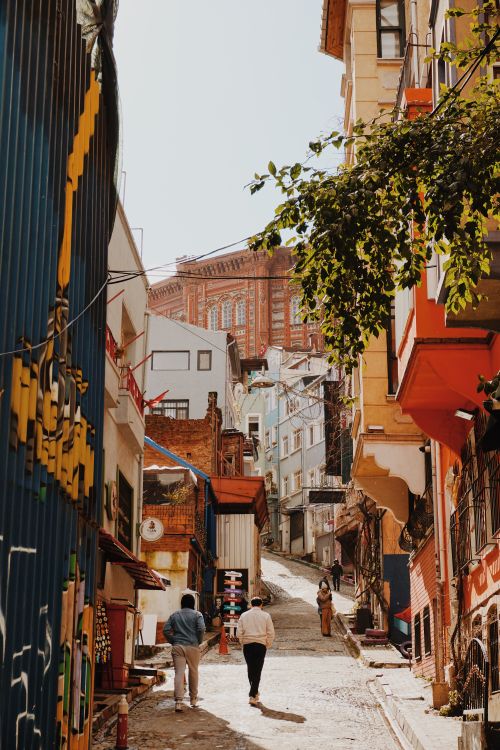 Free Explore the vibrant streets of Balat, Istanbul, showcasing colorful buildings and local life. Stock Photo