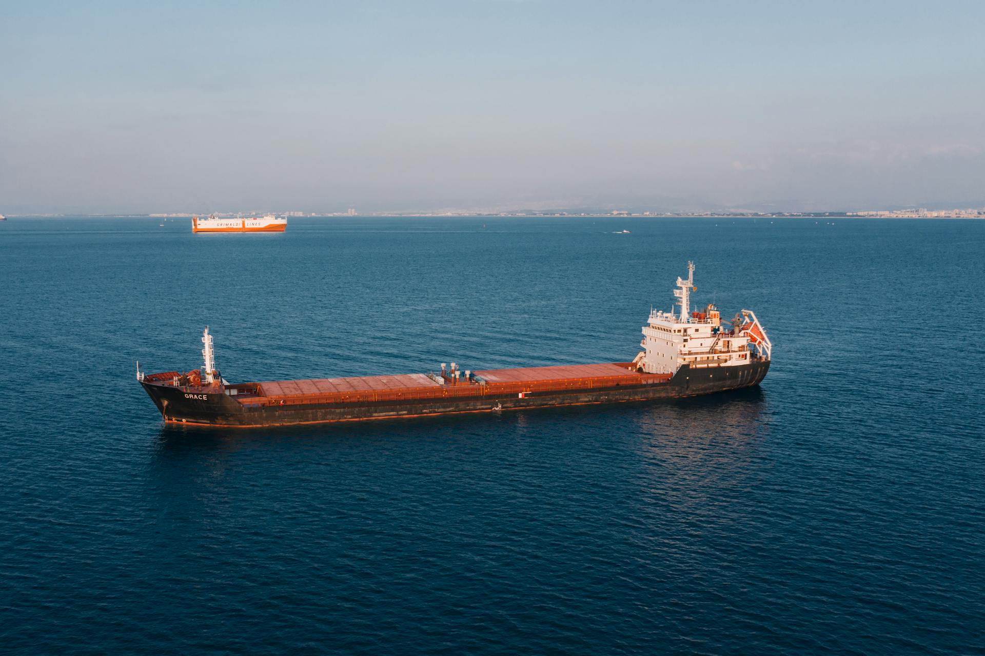 Brown and White Cargo Ship