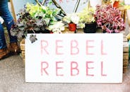 Red and White Rebel Board Decor