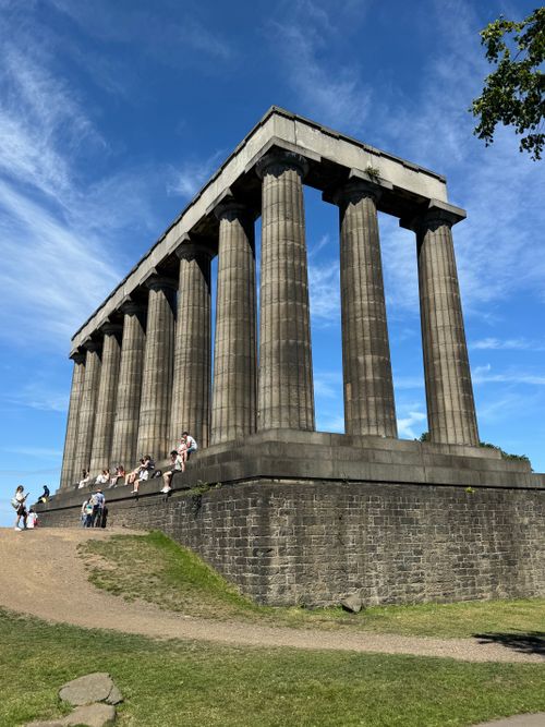Free The National Monument of Scotland against a clear blue sky in summer. Stock Photo