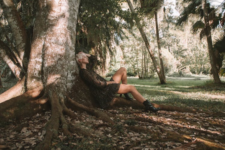 Woman Lying Down Under Tree