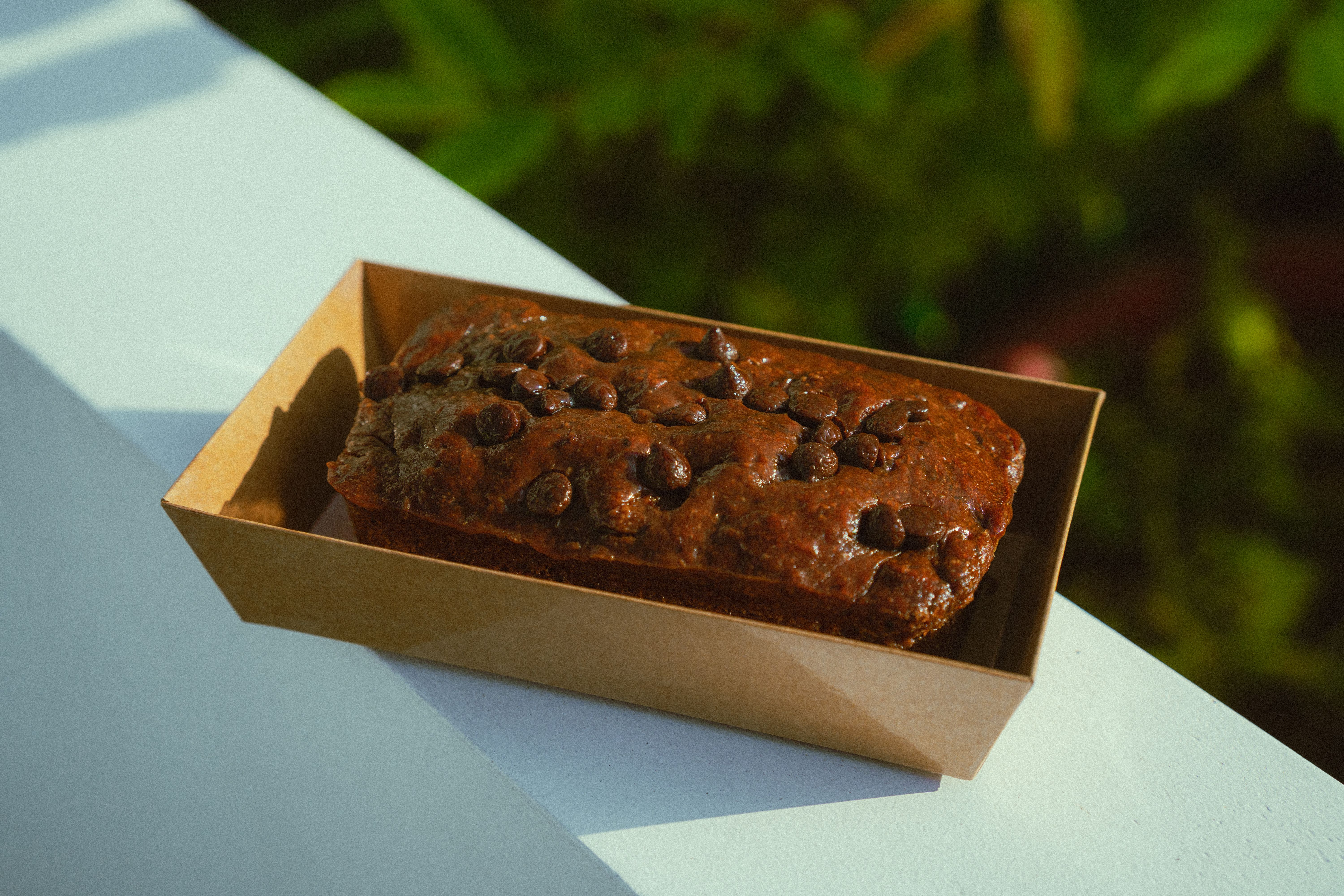 slice of banana cake with chocolate chips