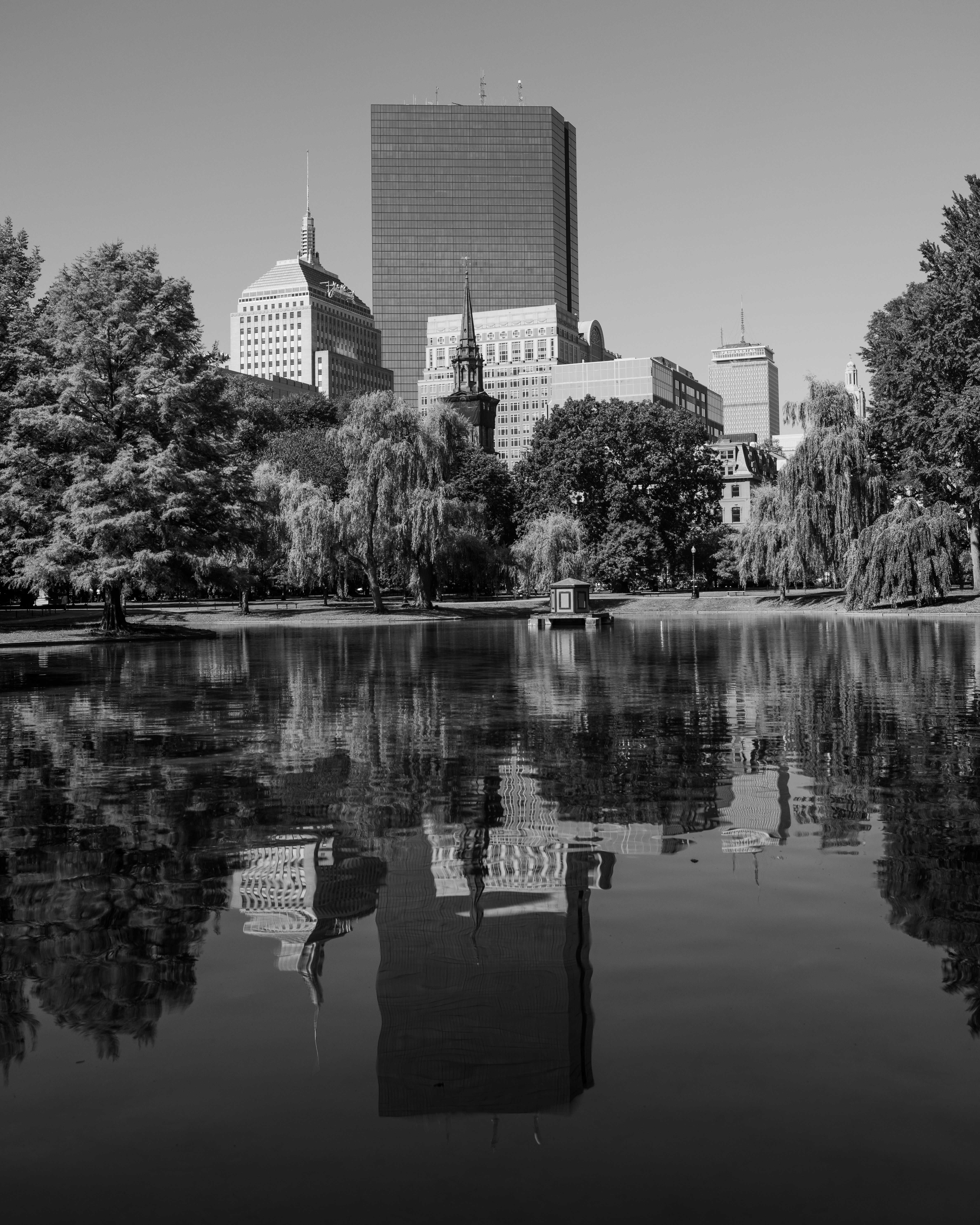Boston Skyline Reflection in Black and White · Free Stock Photo