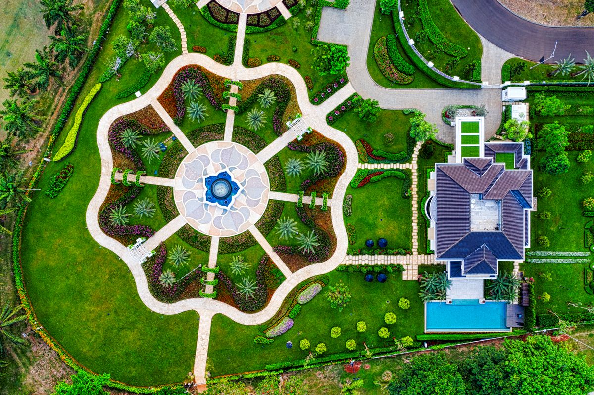 7 Ý Tưởng Đẹp Thiết Kế Villa Sân Vườn 3 Tiểu cảnh sân vườn villa quy hoạch đối xứng hợp phong thủy