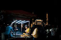 Vibrant Turkish Street Food Scene at Night