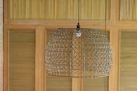 Rustic Woven Bamboo Lampshade in Minimalist Room