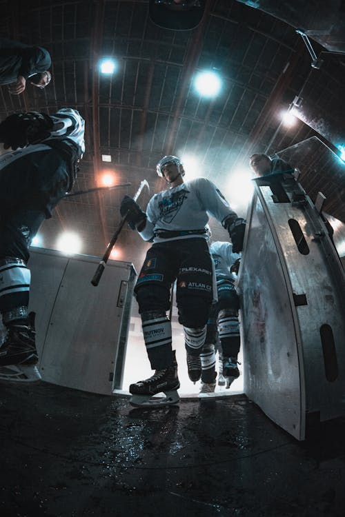 Hockey Players Inside Building