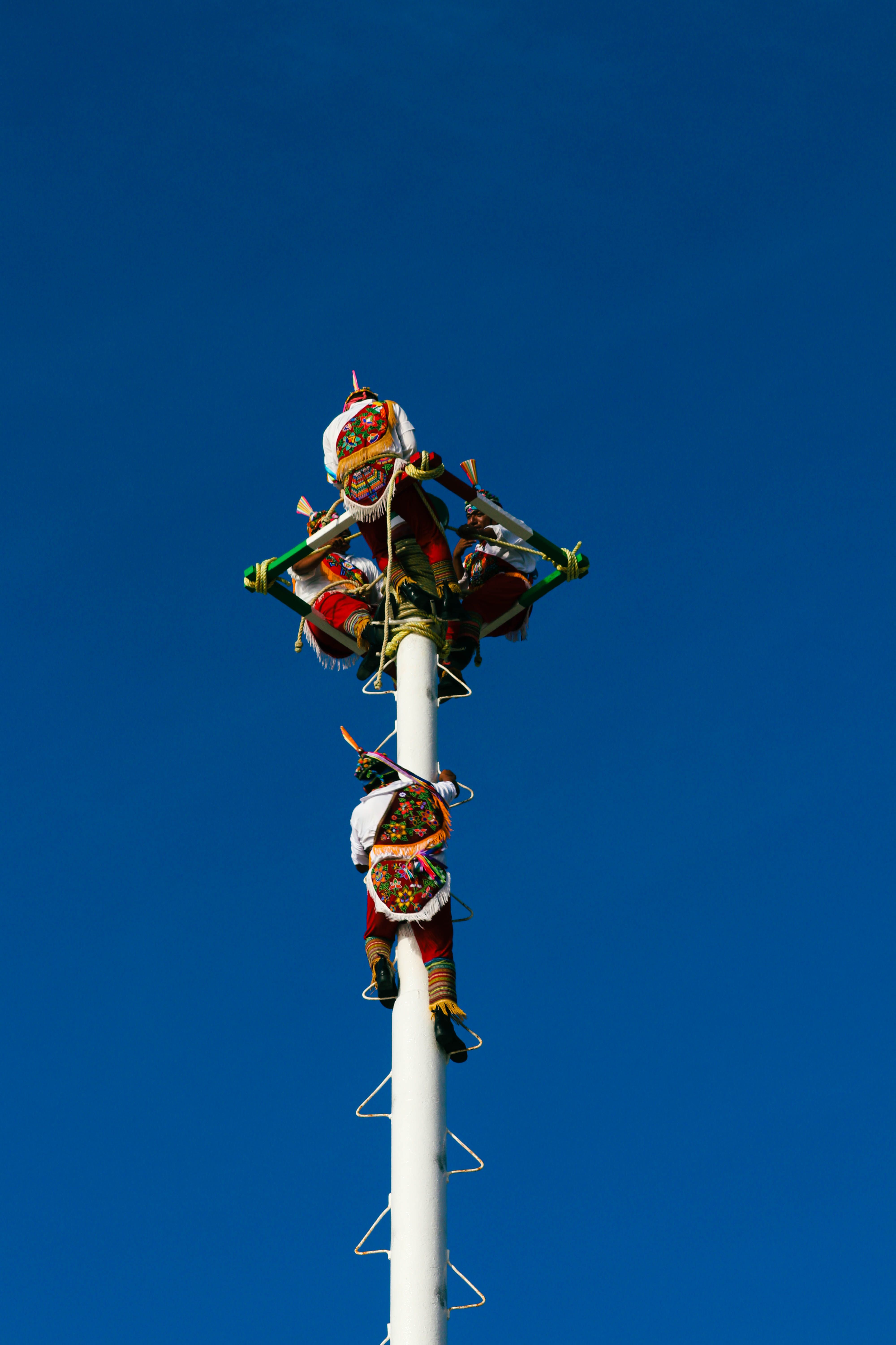Voladores de Papantla Ritual Under Clear Blue Sky · Free Stock Photo