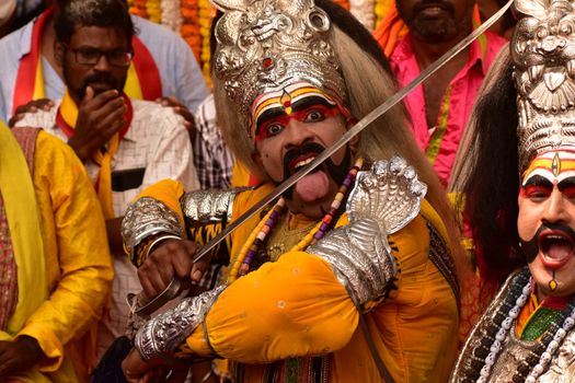 Colorful depiction of traditional Veeragase dance in Bengaluru, showcasing rich cultural art.