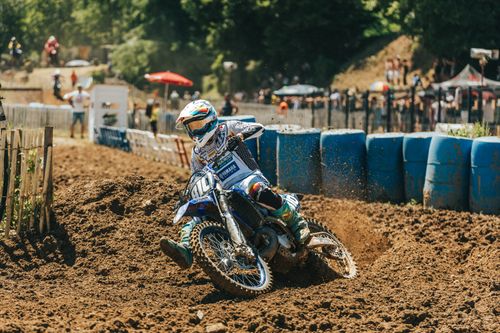 Free Exciting motocross race on a dirt track in the Grand Est region of France. Stock Photo