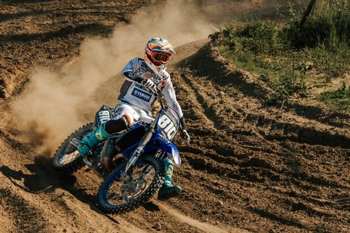 Free Exciting motocross rider in action on a dirt track in Mothern, France. Stock Photo