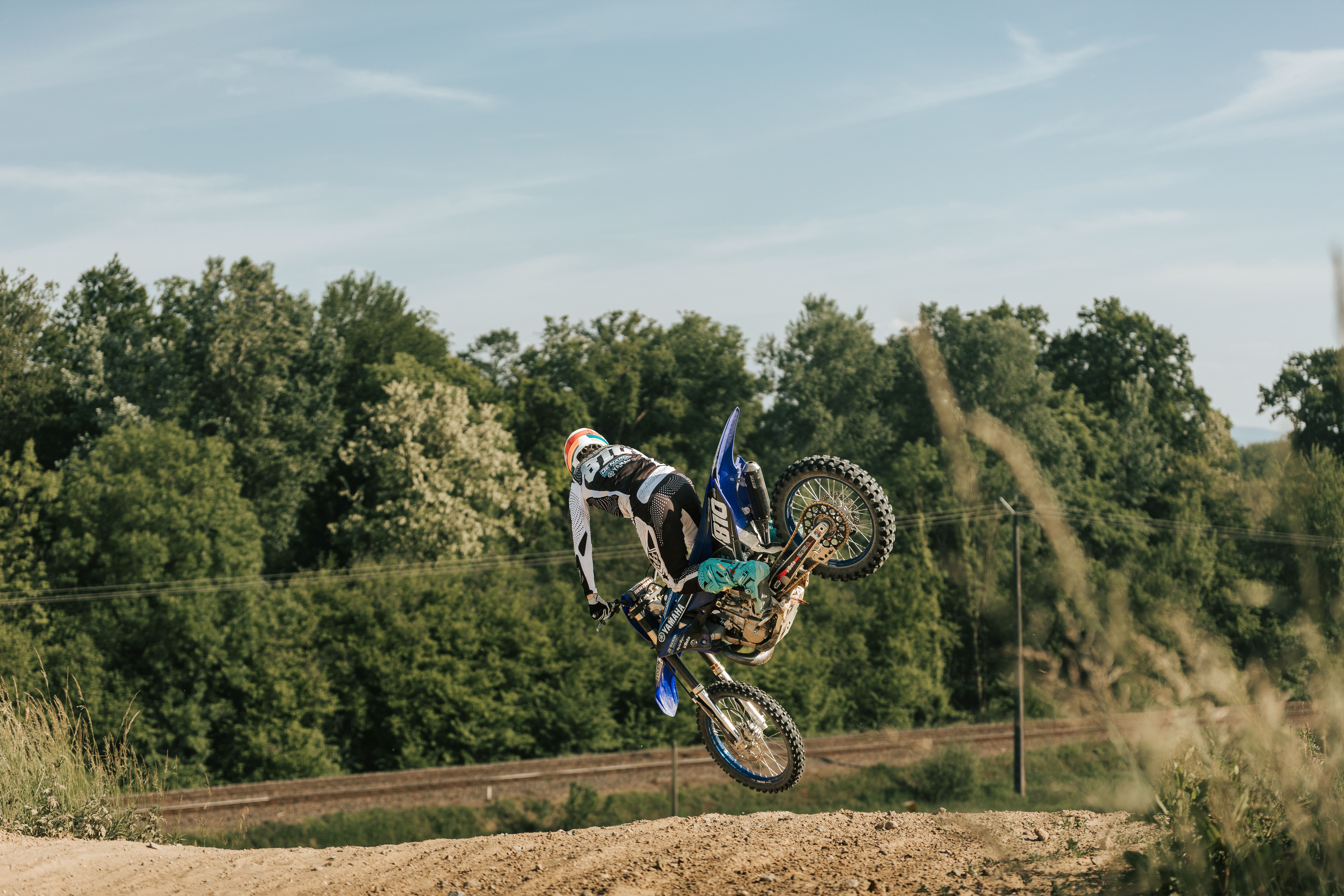 Exciting Dirt Bike Stunt in French Countryside · Free Stock Photo